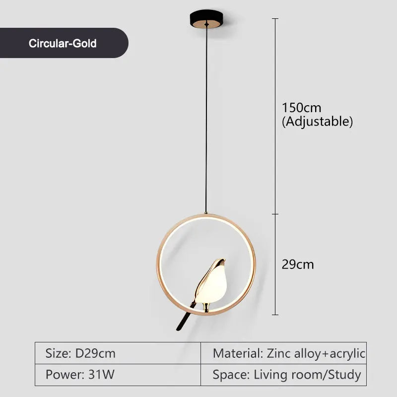 Lampadari a sospensione a LED per uccelli gazza girevoli per interni per lampade a sospensione a soffitto a linea regolabile da comodino per cucina e pranzo