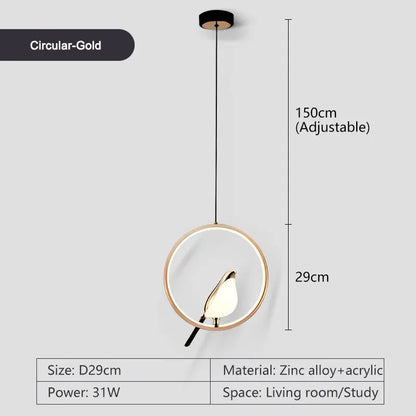 Lampadari a sospensione a LED per uccelli gazza girevoli per interni per lampade a sospensione a soffitto a linea regolabile da comodino per cucina e pranzo
