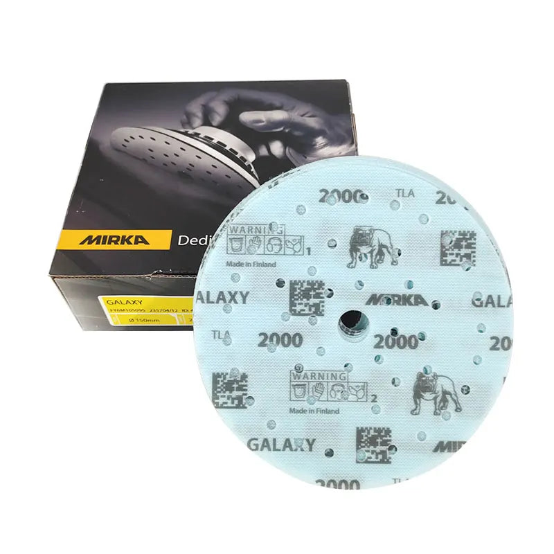 Mirka Galaxy Carta vetrata GALAXY 6 pollici 150 mm Carta vetrata Rotonda floccaggio Vuoto poroso Lucidatura per auto Carta vetrata di bellezza