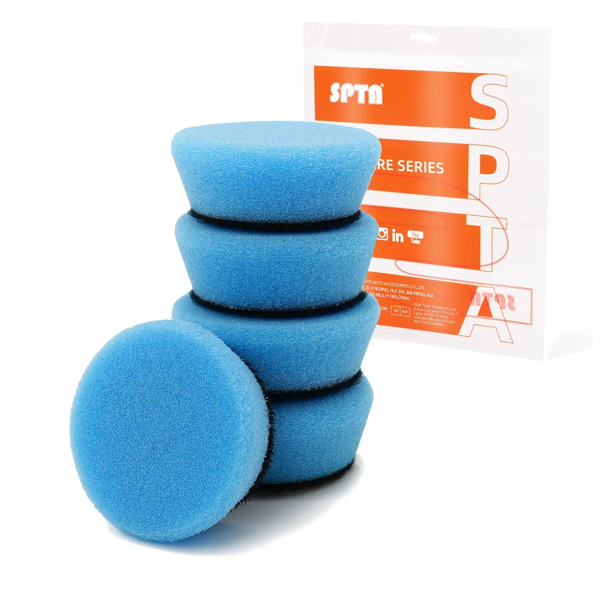 SPTA Set di 5 Spugne per Lucidatura da 1,3"(32mm) e 2"(50mm), Diverse Durezze, per Dettagli e Piccole Aree