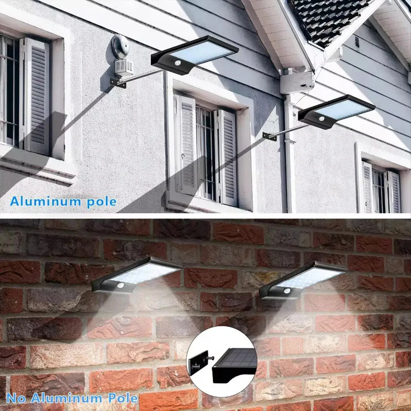48 led luci da parete stradali solari 450LM 3.5W led sensore PIR di movimento solare luci DIM in alluminio con telecomando per garage da giardino
