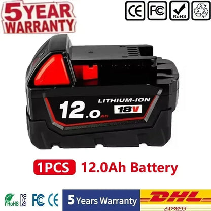 Batteria sostitutiva da 18 V 12,0 Ah, compatibile Milwaukee M18 - Batteria ricaricabile agli ioni di litio 21700 a 15 celle Modello M18 - 48-11-1815