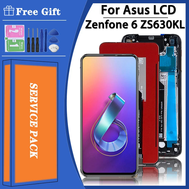 6.4 ''NUOVO Per Asus Zenfone 6 ZS630KL Display LCD Touch Screen Digitizer Assemblea del Sensore Per ASUS_I01WD Zenfone 6z Cornice LCD