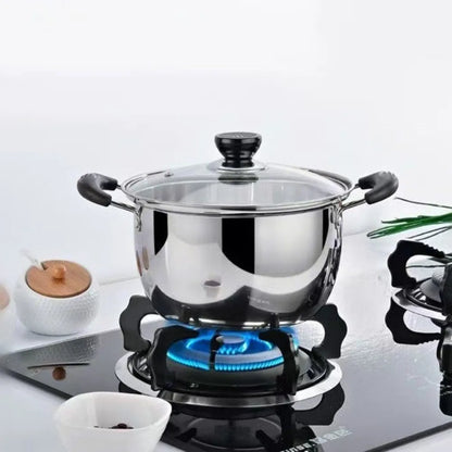 Pentola Profonda in Acciaio Inox con Doppio Manico e Coperchio, Pentola per Zuppa Antiaderente 18/20/22/24cm ‌   Utensili da Cucina e Strumenti per Cucinare