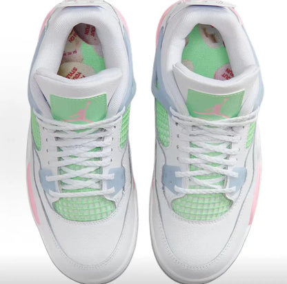 Scarpe da basket Nike White Color-Blocked Macaron, modello medio, in colori pastello rosa, blu e verde, ideali per il tempo libero, IB7068-100.