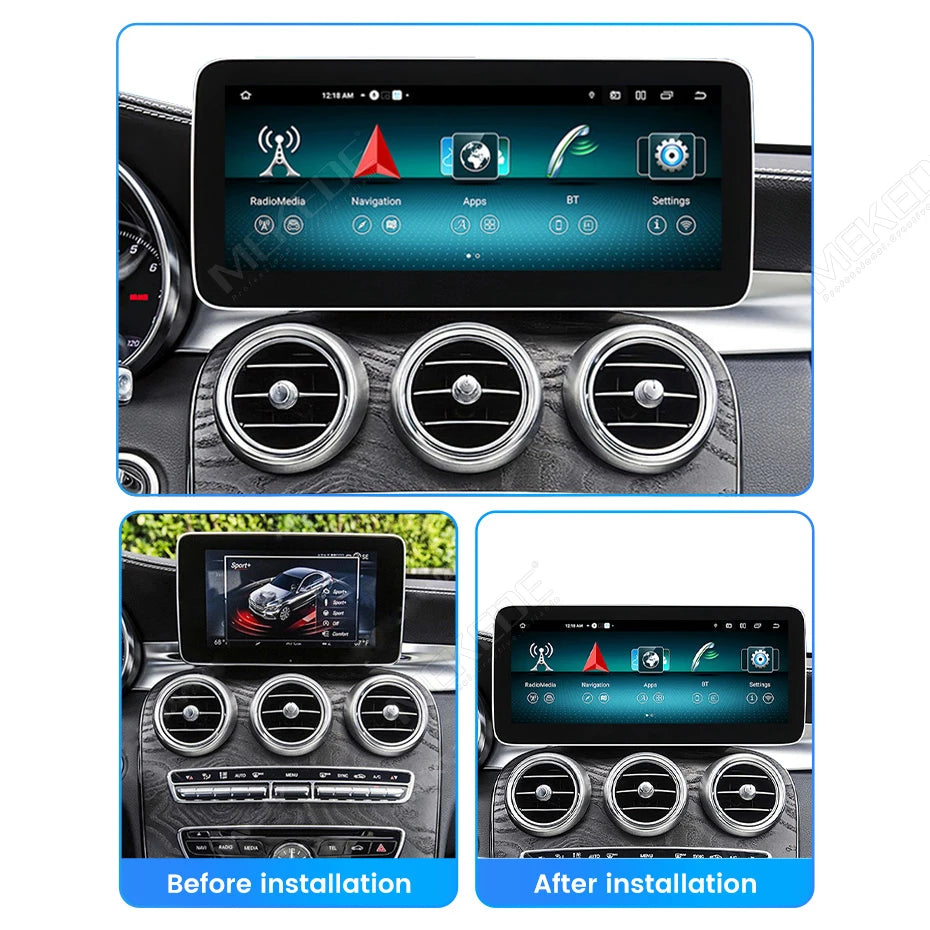Mekede, autoradio Android 15 con schermo touchscreen da 10,25 pollici, CarPlay wireless, sistema multimediale per auto, compatibile con Mercedes Benz Classe C W205 S205 (2014-2018), navigazione GPS, schermo per la visualizzaz