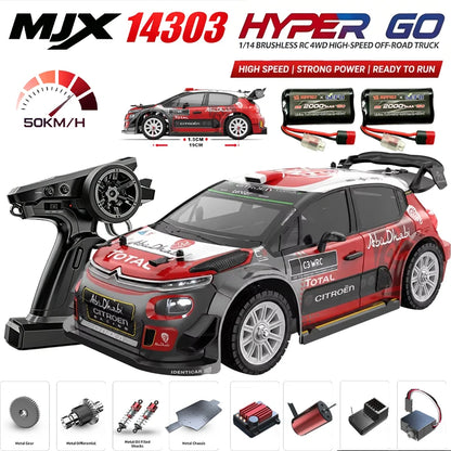 MJX HYPER GO 1/14 14304 14303 60KM/H Auto da Corsa RC Fuoristrada ad Alta Velocità con Trazione Integrale e Motore Brushless 2.4G, Regalo per Ragazzi