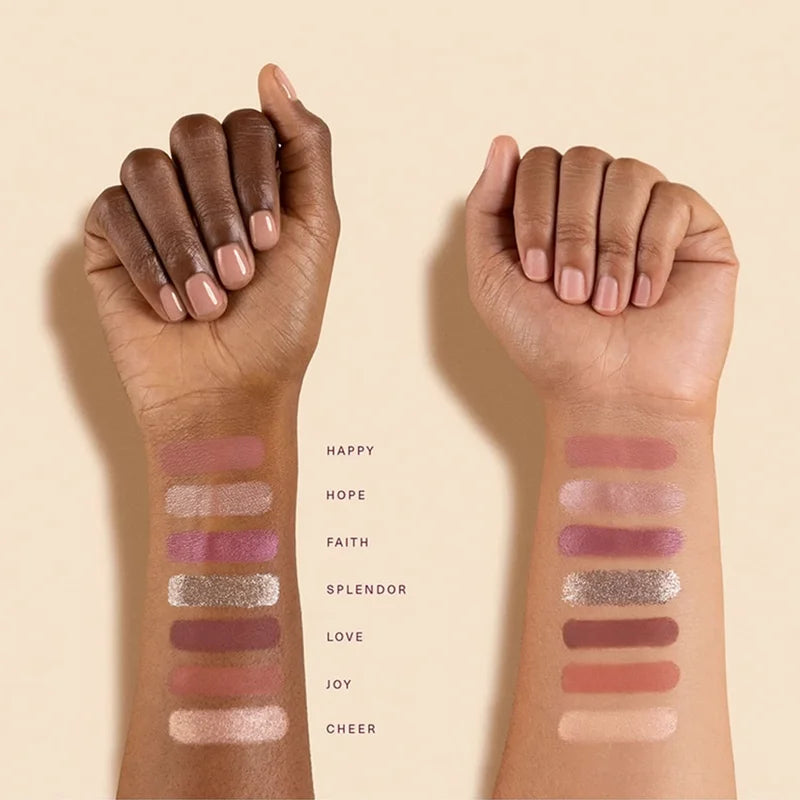 Nuova Palette Ombretti Rare Beauty 7 Colori Rosa Perlato Opaco Glitterato Pigmenti Occhi Brillanti