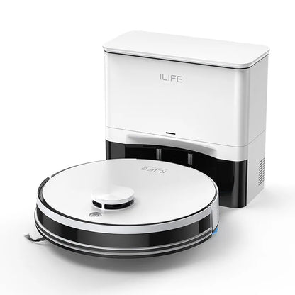 Robot Aspirapolvere ILIFE A30 Pro con Stazione di Svuotamento Automatico, Forte Aspirazione 5000Pa, Navigazione LDS, 180 Minuti di Autonomia, Funzione 2-in-1 Lavaggio e Spazzamento, Controllo APP, Pulizia di Pavimenti e Tappe