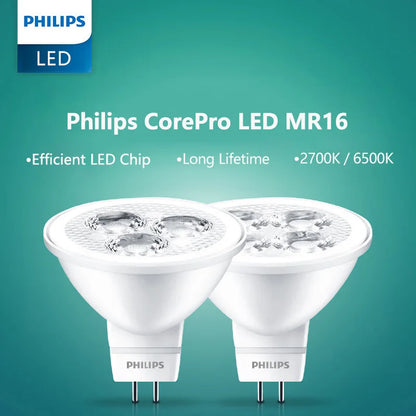 Philips CorePro Faretto LED MR16 3W 5W 12V Lampadina riflettente GU5.3 Supporto 2700K 6500K Lampada EyeComfort bianca per negozi di hotel