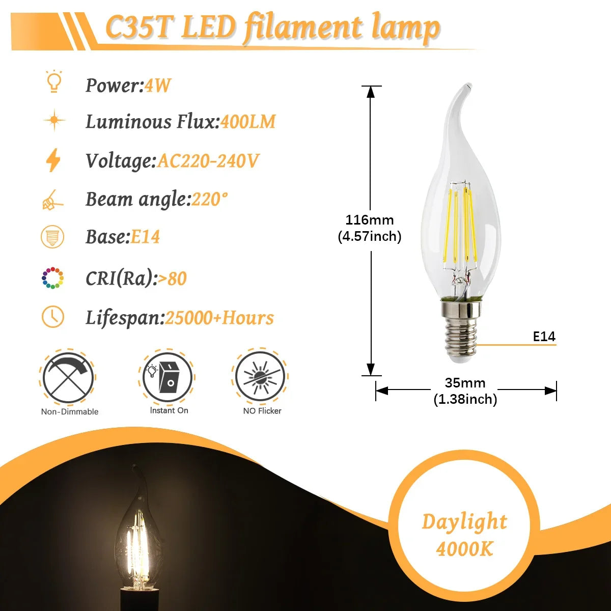 10 Lampadine LED E27 E14 B22 Stile Industriale Vintage, Retro Edison 8W 4W 6W 220V per Lampade a Filamento Incandescenti Edison