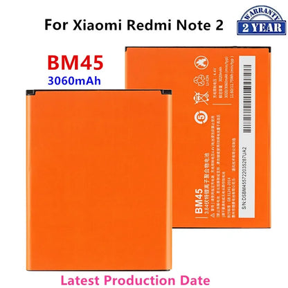 100% batteria originale BM45 3060mAh per Xiaomi Redmi Note 2 Hongmi Note 2 BM45 batterie di ricambio per telefono di alta qualità