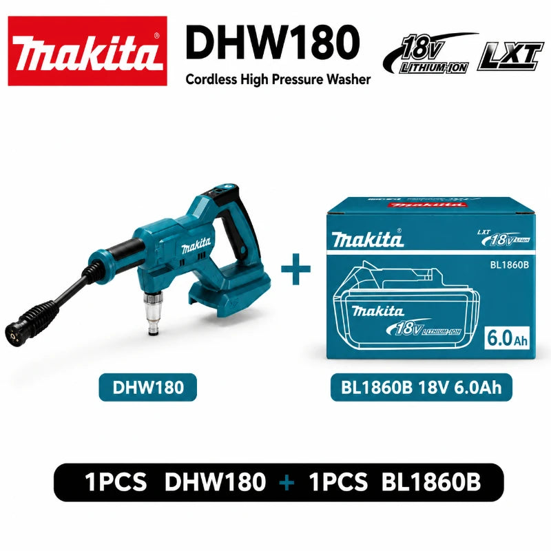 Idropulitrice Portatile a Batteria Makita DHW180 18V per Auto, Moto, Giardino e Patio - Compatibile con Batterie Makita 18V - Disponibilità EU