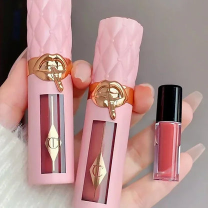 Charlotte Brand Blush in stick colorato, lucidalabbra idratante al collagene, rossetto in tubetto oro con diamante rosa, cosmetici Tilbury