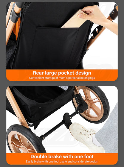 Passeggino 3 in 1 Passeggino multifunzionale Facile da viaggio pieghevole Seggiolino di sicurezza per carrozzina portatile Standard UE Spedizione gratuita