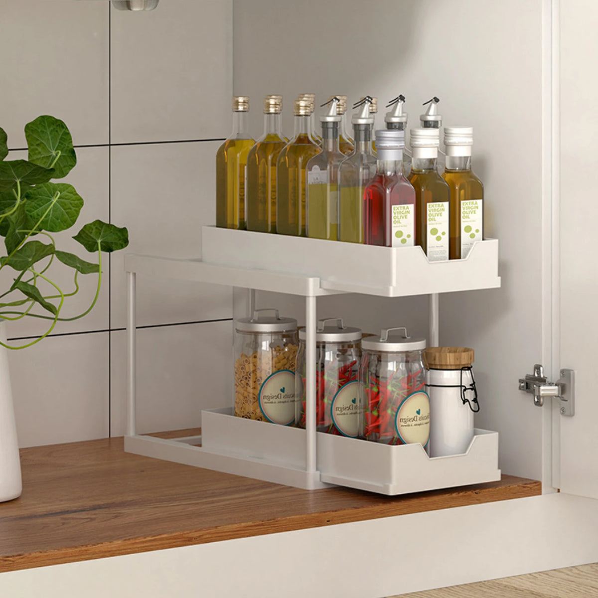 Nuovo Organizzatore Sottolavello a 2 Livelli, Ripiano Scorrevole Estraibile, Scaffale Multifunzione per Cucina e Bagno, Organizzatore Salvaspazio per Armadietti