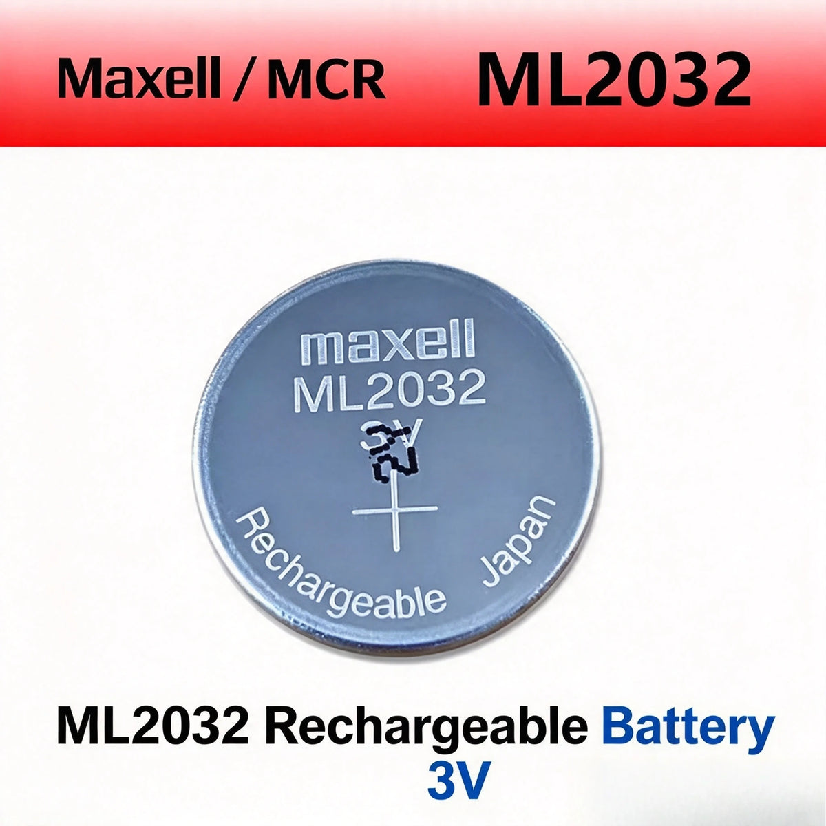 Batteria a bottone ricaricabile al litio Maxell ML2032 con terminali per saldatura, 3V, distanza tra i piedini 20 mm, per schede madri CMOS