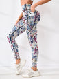 Pantaloni fitness da donna con tasca a vita alta stampati abbinati a pantaloni da yoga addominali attillati, adatti per correre, escursioni e sp