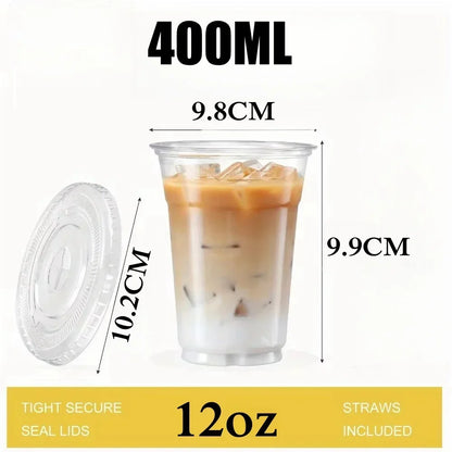 400ml 100% biodegradabile riciclabile trasparente usa e getta per bevande in plastica Pla tè al latte caffè tazza di liquido con cannuccia