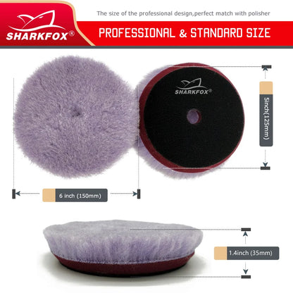 Sharkfox 5 "/6 pollici Lana Lucidatura Disco Auto Ceretta Lucidatura Tampone di Lucidatura Auto Vernice Cura Lucidatore Pad Auto Lavaggio Accessori