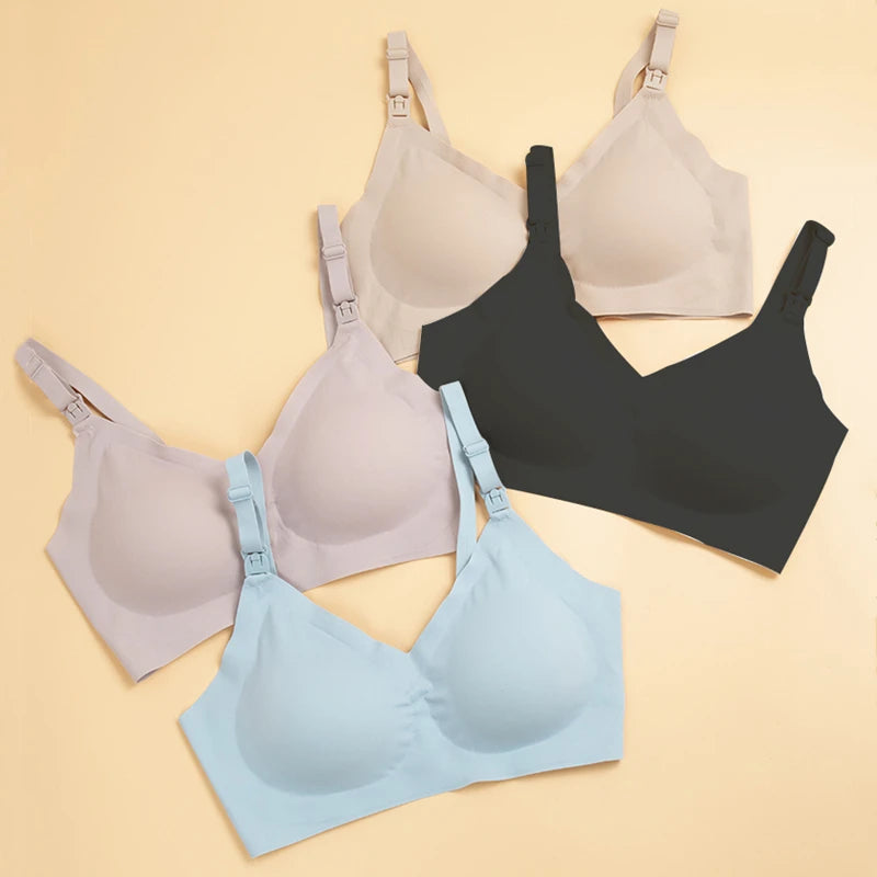Reggiseno per allattamento da donna con taglio laser ultra sottile Reggiseni per allattamento imbottiti rimovibili senza cuciture Reggiseno di supporto per maternità push up taglie forti