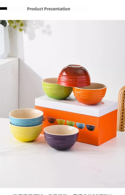 Set di ciotole per dessert colorate Le Creuset, stoviglie in ceramica, ciotola per riso, ciotola per zuppa, set regalo in confezione regalo, forma rotonda di lusso, per uso adulto