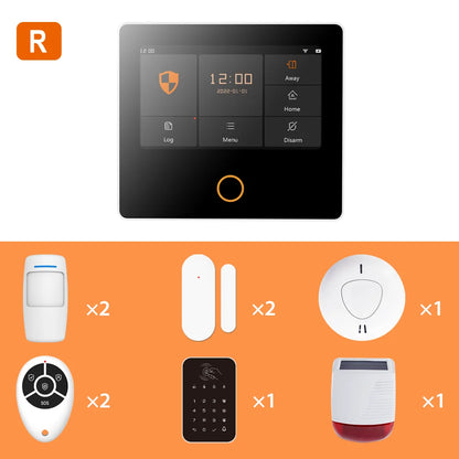 Staniot WiFi SecPanel 5 sistema di allarme domestico Wireless Tuya Smart 4.3 "Kit di sicurezza Touch Screen sirena integrata APP telecomando,Batteria integrata da 1500 mAh, supporto per Alexa