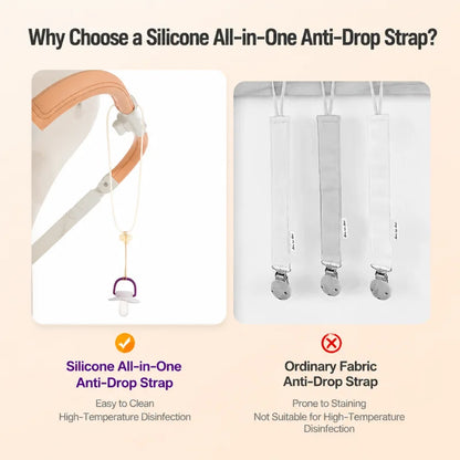 Catenella Anti-Caduta per Ciuccio Avent in Silicone 51cm, Cinghia Portaciuccio in Silicone Liquido Alimentare Bollibile per Ciuccio e Cucchiaio Massaggiagengive