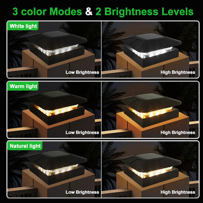 Luci solari per pali da bancaria 3 modalità di illuminazione Luci per pali per recinzione da ponte adatte per pali in vinile in legno 4x4 per decorare il portico del patio
