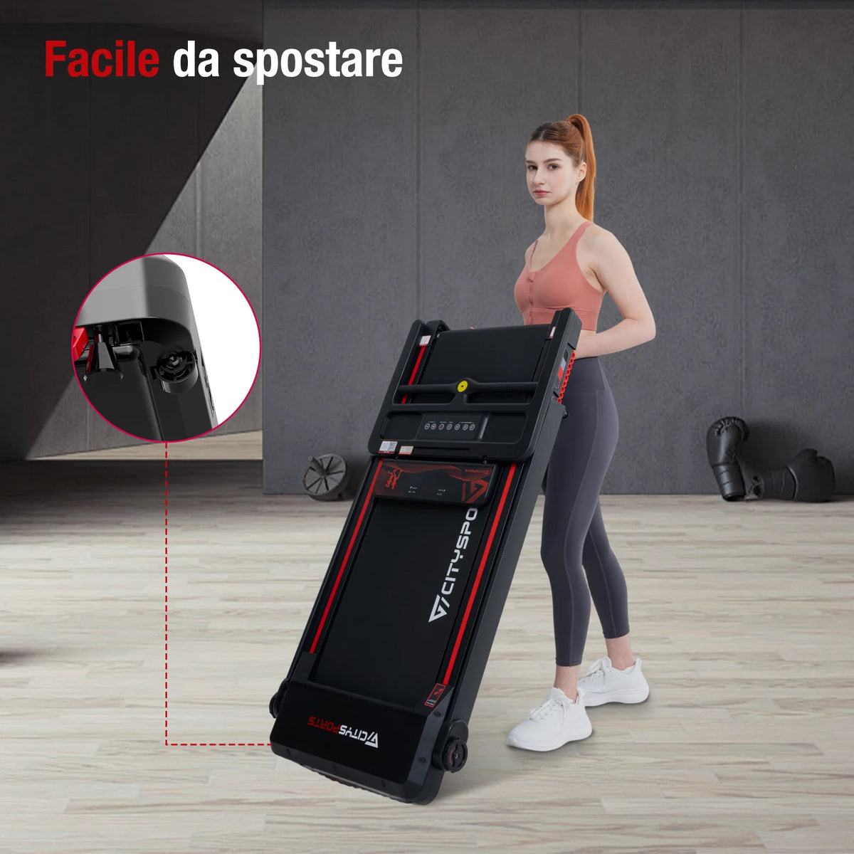 CITYSPORTS PRO Tapis Roulant, Tapis Roulant con Inclinazione del 7,7%, Tapis Roulant Pieghevole, Tapis Roulant con APP e Bluetooth per Uso Domestico e in Ufficio, Tapis Roulant da 2,0 HP, 12 Km/h, 120 Kg