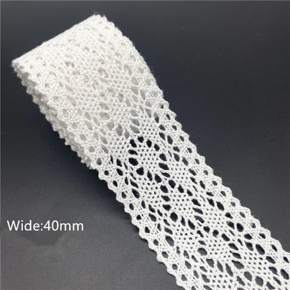 10mm-50mm 2 metri di nastro di pizzo di cotone 100% bianco per abbigliamento tessuto da cucito rifiniture in cotone all'uncinetto nastro di pizzo accessori fatti a mano