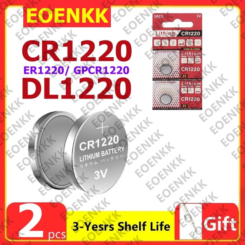 100 Pezzi Nuove Batterie CR1220 ad Alta Capacità, Batterie a Bottone al Litio CR 1220 per Orologi, Dispositivi Sanitari, Calcolatrici, ecc. 3V