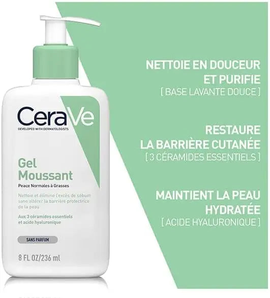 CeraVe Detergente Schiumogeno a Doppio Uso per Viso e Corpo, 473ml, Detergente Delicato Testato dai Dermatologi per la Cura della Pelle Grassa