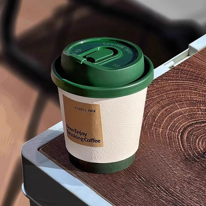 Bicchieri di Carta Monouso per Caffè, Latte e Tè con Coperchio, Design Goffrato e Texture Opaca per Bevande Calde