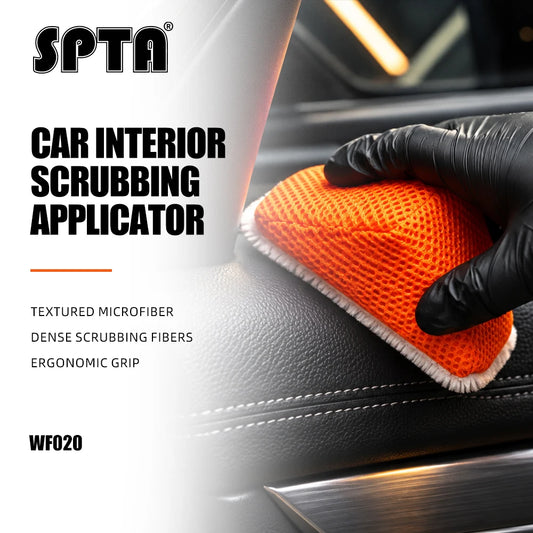 SPTA 1 pz Spugna triangolare per la pulizia degli interni dell'auto, applicatore a cuneo per la pulizia della pelle, della gomma e della plastica, per la ceratura