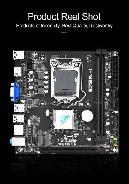 Kit Scheda Madre Mini ITX B75 con Processore Core I5 3470, 16GB di Memoria DDR3, Supporto CPU I3 I5 I7, Socket LGA1155