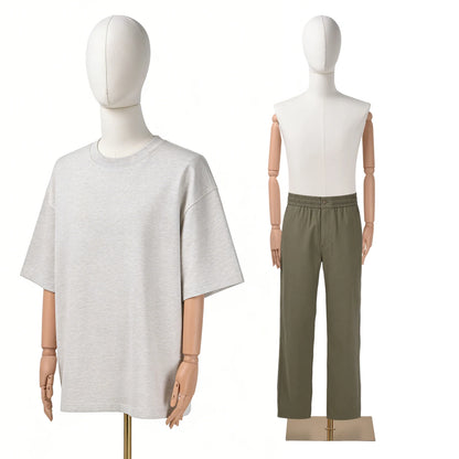 Manichino Regolabile per Sartoria ed Esposizione, Torso Femminile con Testa e Braccia Staccabili, Supporto Dorato Regolabile in Altezza, con Rivestimento in Lino, per Abbigliamento Donna, Uomo, Bambino e Esposizione Gioielli