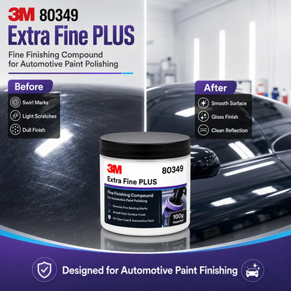 Composto Lucidante Professionale 3M 80349 Extra Fine Plus per Vernice Auto, Rimozione Graffi Sottili, Dettagliatura Finitura Trasparente, 100g Riconfezionato