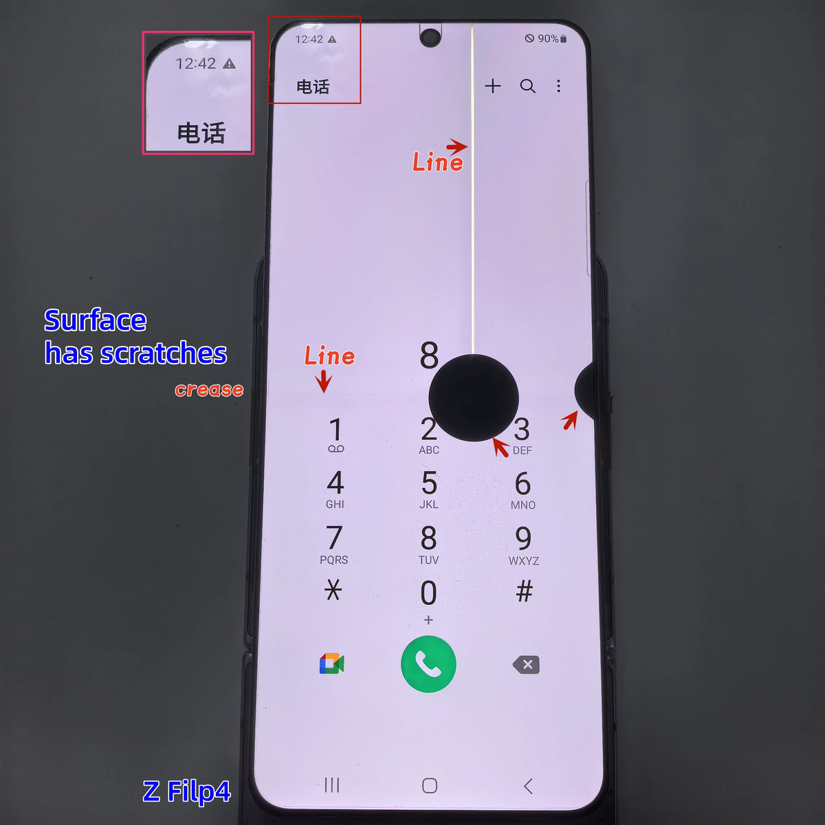 Display LCD Super AMOLED da 6.7'' 100% Testato per Samsung Z Flip 4 SM-F7210 F721 F721W F721U, Schermo Touch Sostitutivo Con Difetti