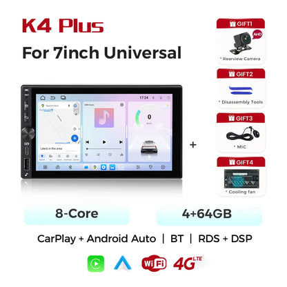 MEKEDE Autoradio universale da 7/9/10.1 pollici con CarPlay e Android Auto, navigatore GPS Android, lettore multimediale per Peugeot, VW, Nissan, Hyundai, Kia, Benz, Audi, BMW, con WiFi, touchscreen, autoradio, lettore video,