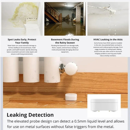 SONOFF SNZB-05P Sensore di perdite d'acqua Zigbee Sonoff, Rilevatore d'acqua con avvisi in tempo reale, Notifiche multiple, Supporto esteso