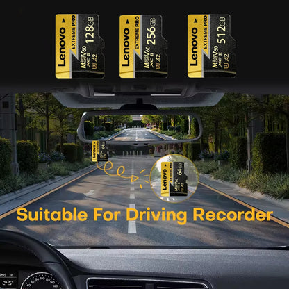 Scheda Micro SD Lenovo 1TB, Scheda di Memoria TF 256GB 512GB Classe 10 U3 A2 ad Alta Velocità per Registrazione Video 4K per Dash Cam, Fotocamera, Drone, Telefono