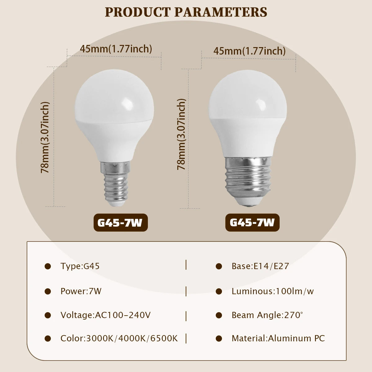 Lampadina LED G45 a spettro completo con attacco E14 E27, indice di resa cromatica CRI90, protezione per gli occhi, lampadina decorativa per illuminazione ambientale interna