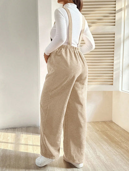Tuta in Velluto a Coste per Donne in Gravidanza, con Bretelle Regolabili e Gamba Larga, Abbigliamento Casual Primaverile e Autunnale per la Gravidanza