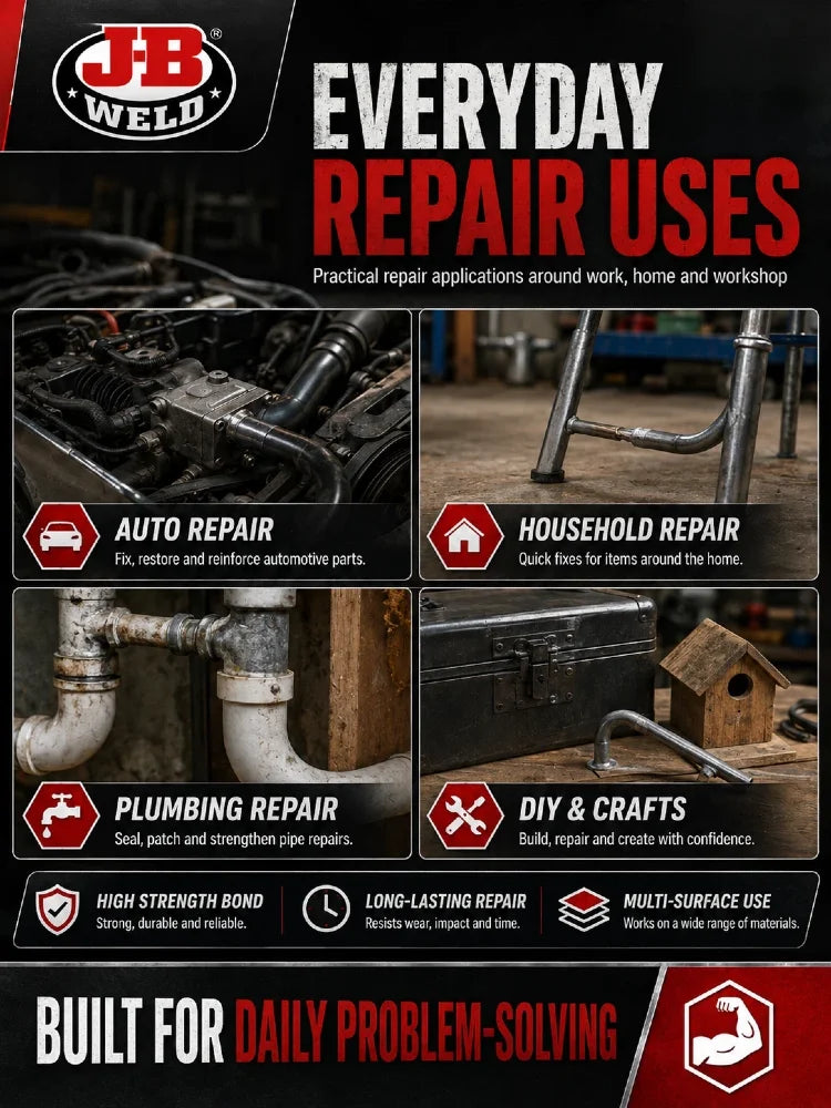 Adesivo Epossidico Bicomponente J-B Weld 8265S per Riparazione Metallo Rinforzato con Acciaio, Colla 2oz in Tubetto Doppio per Auto, Casa e Fai-da-Te