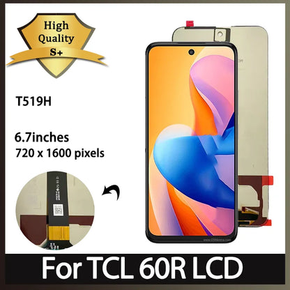 6.7 ''IPS LCD Per TCL 60R 5G LCD T519H Display Touch Screen Digitizer Assembly Per TCL 60 R 5G Parti di Ricambio Dello Schermo