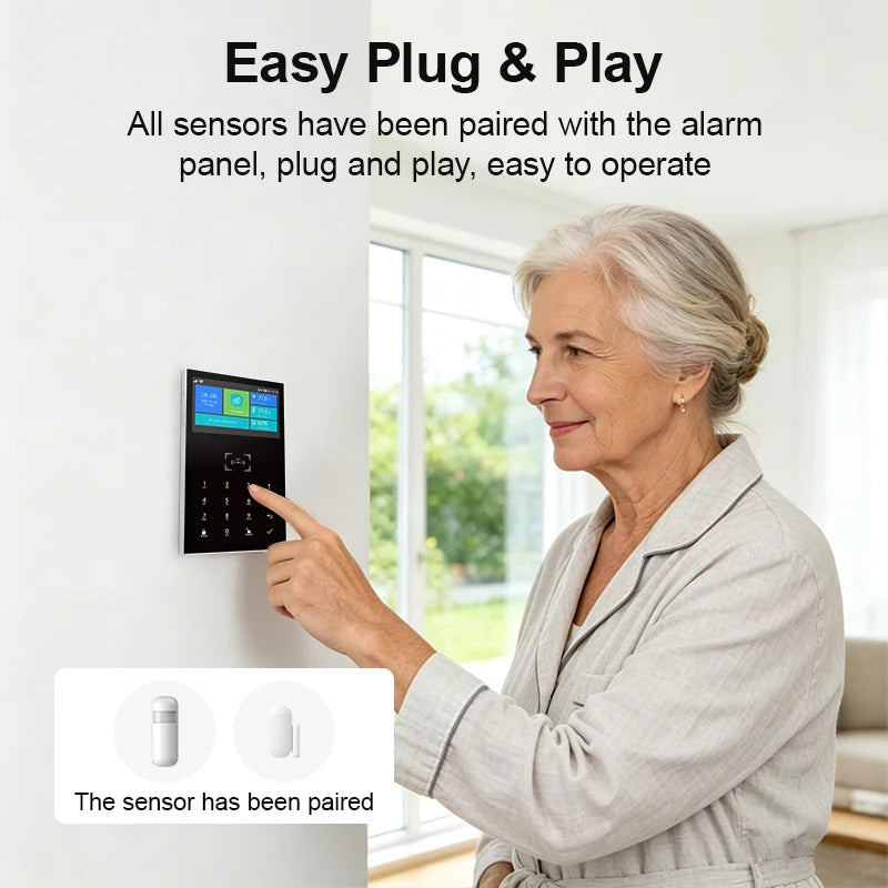 PG109 Sistema di Allarme Antifurto WiFi GSM da 4,3 Pollici per Casa, Compatibile con App Tuya, Controllo con Display della Temperatura