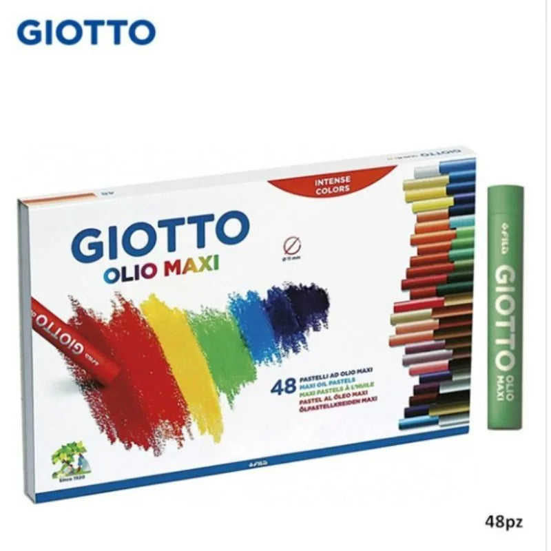 Kit di pastelli a olio GIOTTO, 48 pezzi, con colori intensi e pastelli di grandi dimensioni (11 mm) per pittura, lezioni di arte, scuola, uso domestico e progetti creativi.
