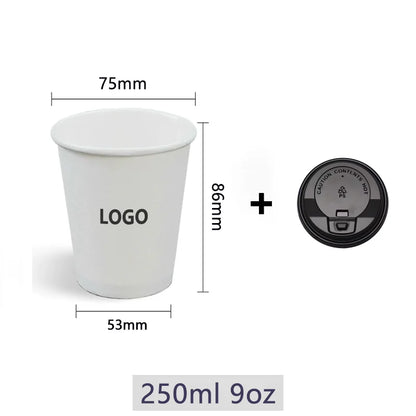 200 bicchieri di carta usa e getta da 250 ml con coperchi, con tazze da caffè personalizzabili con logo personalizzato per eventi e feste
