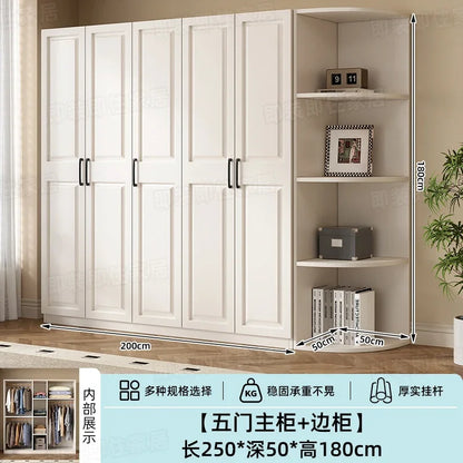 Armadio in stile crema per camera da letto, facile da montare, ideale per piccoli appartamenti, armadio in legno, mobile contenitore per stanze in affitto.